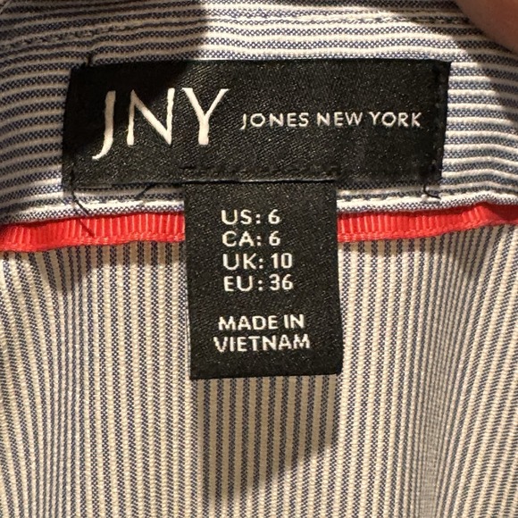 Seersucker Shirt Dress Blue Stripe Sleeveless Belted Preppy Coastal Summer Sz 6 - Picture 11 of 11